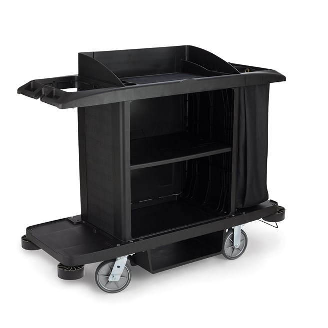 Carro de Servicio y Limpieza de Tamaño Completo Negro con Bolsa (FG618900BLA)